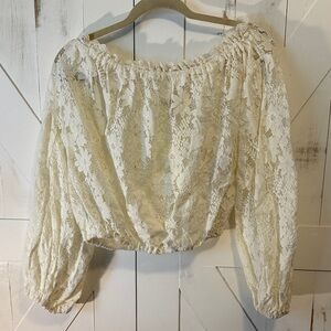 Elegant Cream Lace Off-Shoulder Top